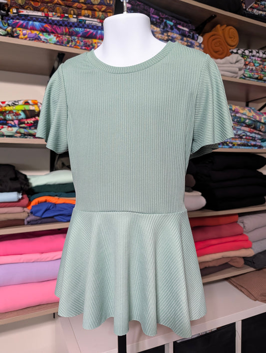 7y Peplum Shirt - Two Tone